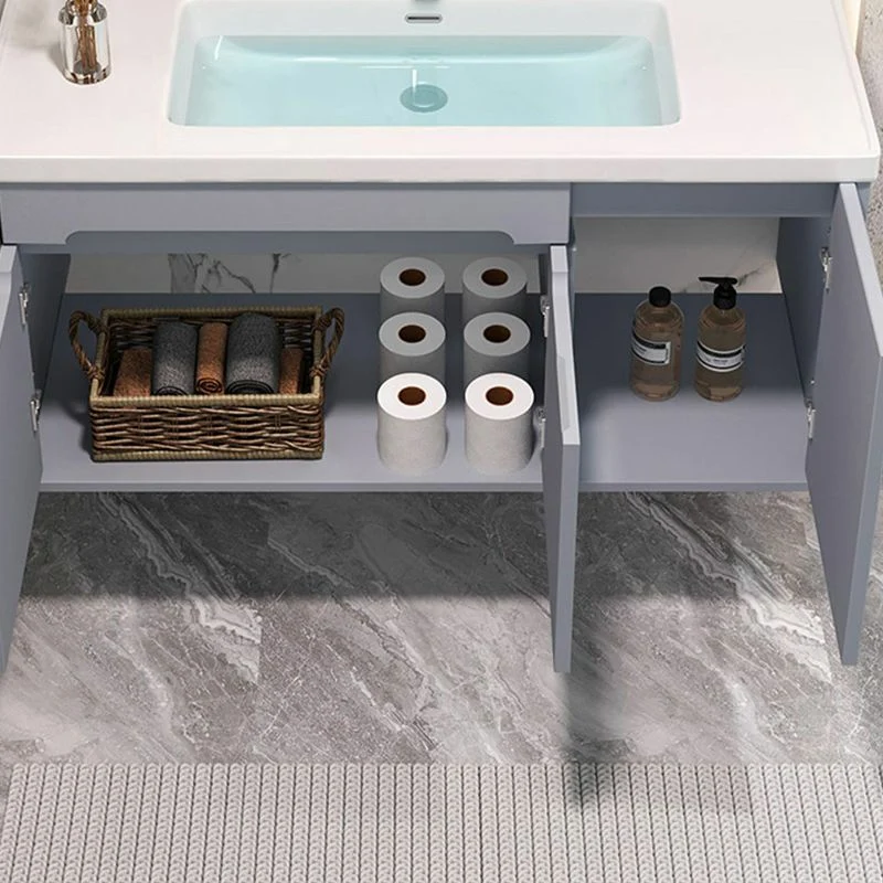 Juego de tocador de baño moderno con lavabo superior de cerámica para montaje en pared incluido Clearhalo