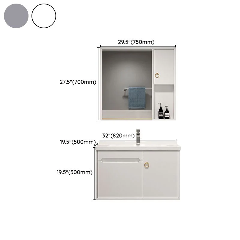 Juego de tocador de baño moderno con lavabo superior de cerámica para montaje en pared incluido Clearhalo