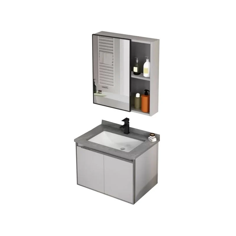 Juego de tocador de baño moderno con lavabo y montaje en pared con espejo Clearhalo