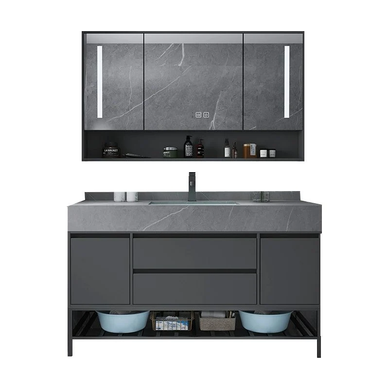 Juego de tocador de baño moderno, gabinete independiente con tapa de granito o estante incluido Clearhalo