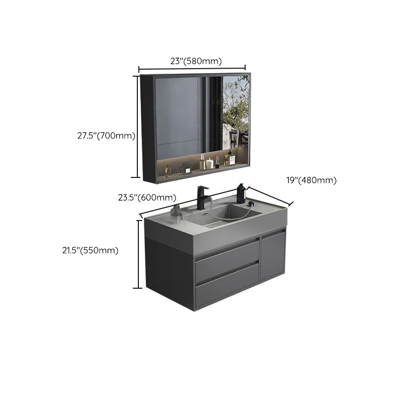 Juego de tocador de baño moderno independiente con cajones y protector contra salpicaduras incluidos Clearhalo