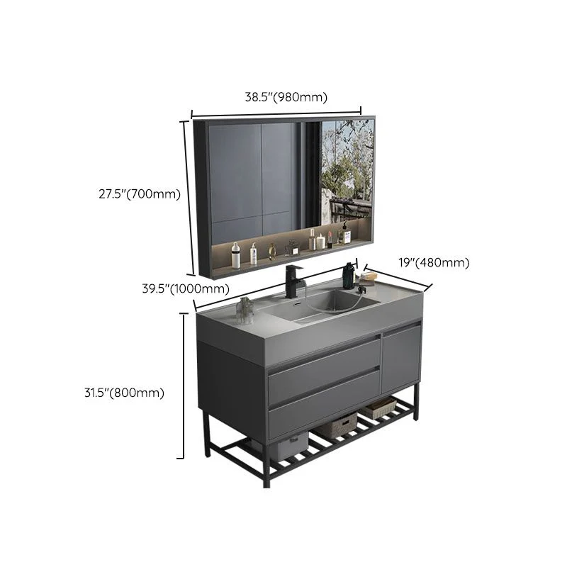 Juego de tocador de baño moderno independiente con cajones y protector contra salpicaduras incluidos Clearhalo