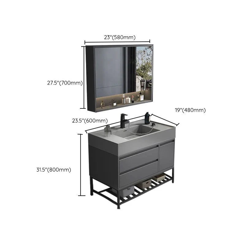Juego de tocador de baño moderno independiente con cajones y protector contra salpicaduras incluidos Clearhalo