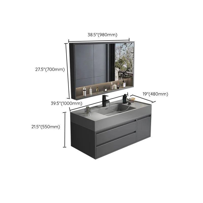 Juego de tocador de baño moderno independiente con cajones y protector contra salpicaduras incluidos Clearhalo