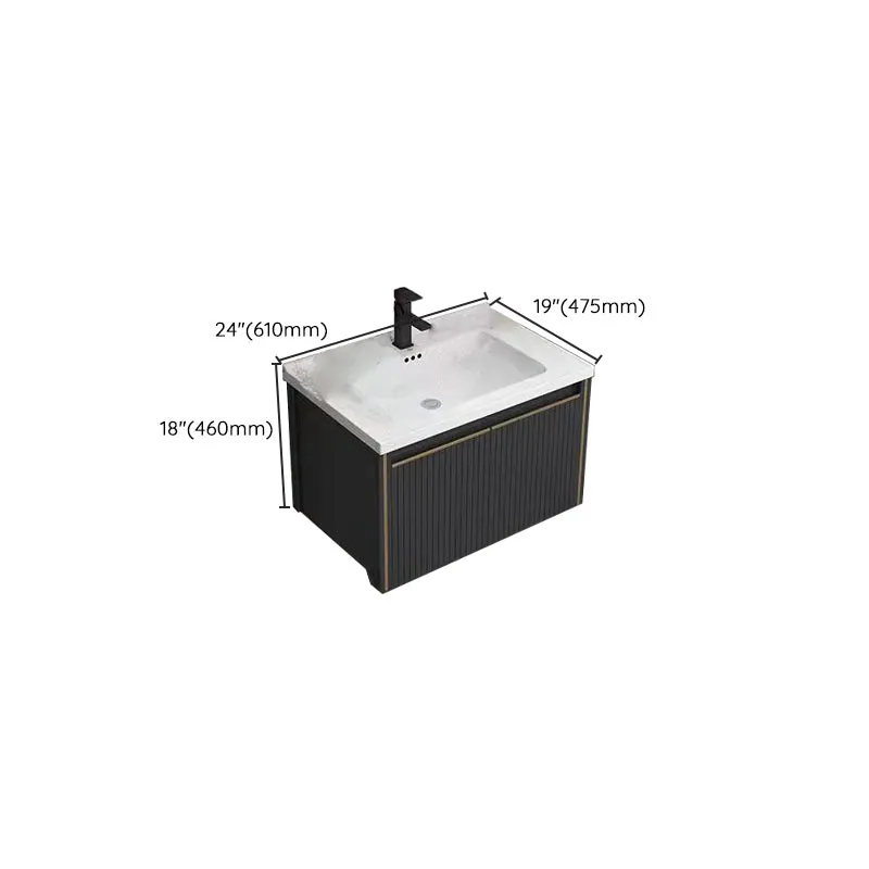 Juego de tocador de baño moderno para montaje en pared, grifo de piedra incluido, tocador de baño Clearhalo