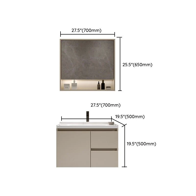 Juego de tocador de baño moderno rectangular de madera maciza blanca con montaje en pared Clearhalo