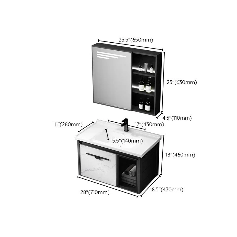 Juego de tocador de baño moderno Tocador de baño de un lavabo de aluminio Clearhalo