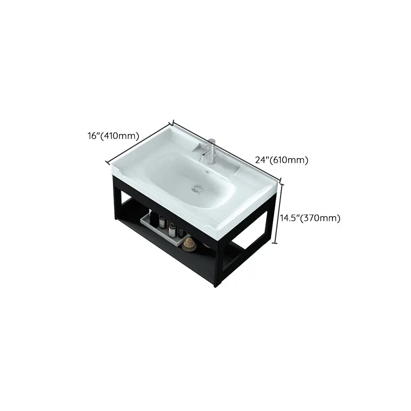 Juego de tocador de baño moderno, tocador con lavabo individual para montaje en pared Clearhalo