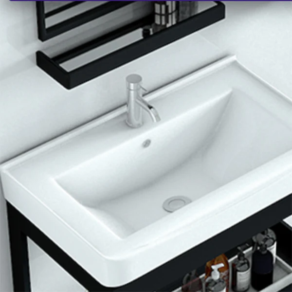 Juego de tocador de baño moderno, tocador con lavabo individual para montaje en pared Clearhalo