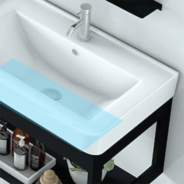 Juego de tocador de baño moderno, tocador con lavabo individual para montaje en pared Clearhalo