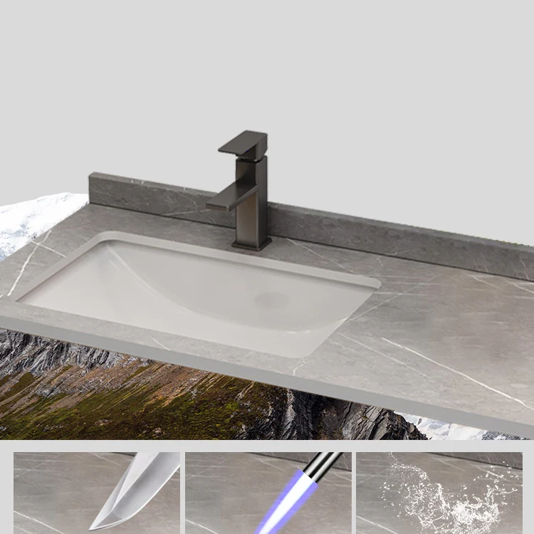 Juego de tocador de baño de montaje en pared con lavabo de metal Glam con espejo Clearhalo