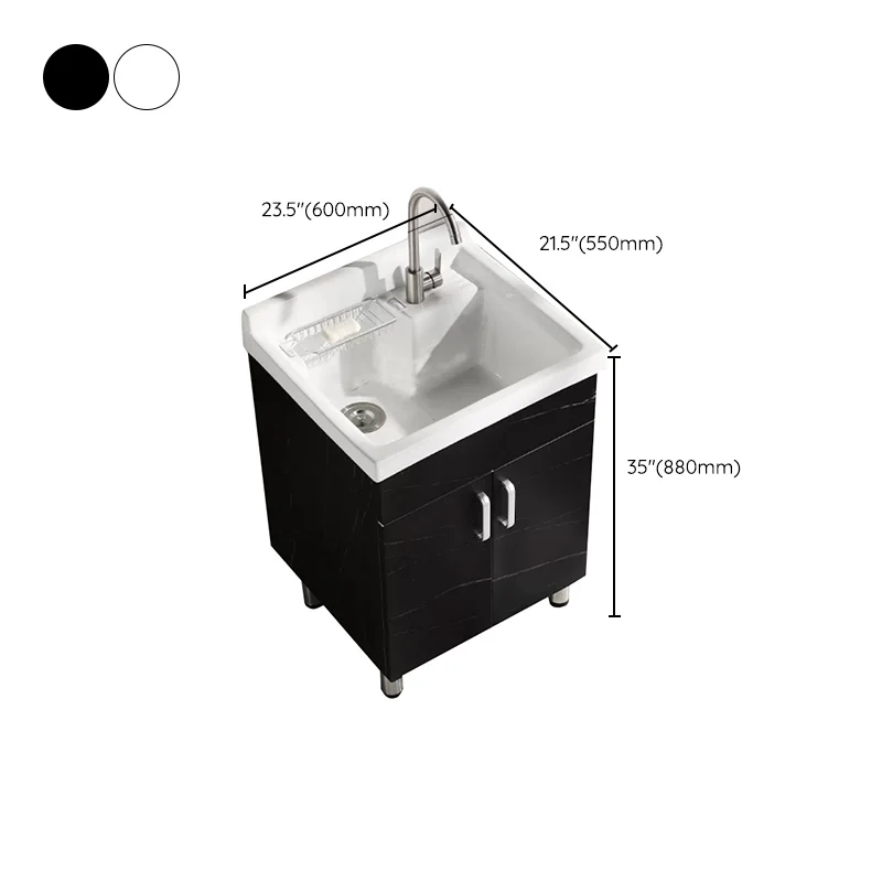 Juego de tocador de baño sólido, lavabo individual independiente con tapa de cerámica, tocador de baño moderno Clearhalo