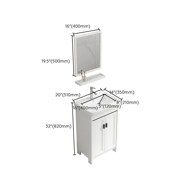 Juego de tocador de baño, tocador con grifo de cajón blanco independiente con espejo Clearhalo