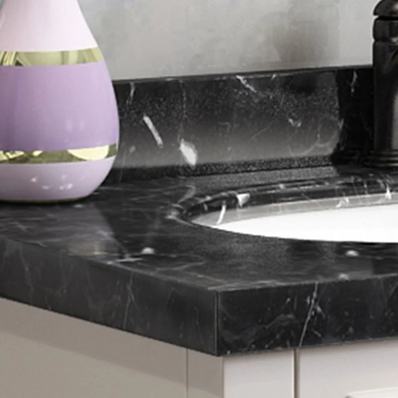 Juego de tocador de baño tradicional Espejo de madera y grifo incluidos Tocador de baño independiente Clearhalo
