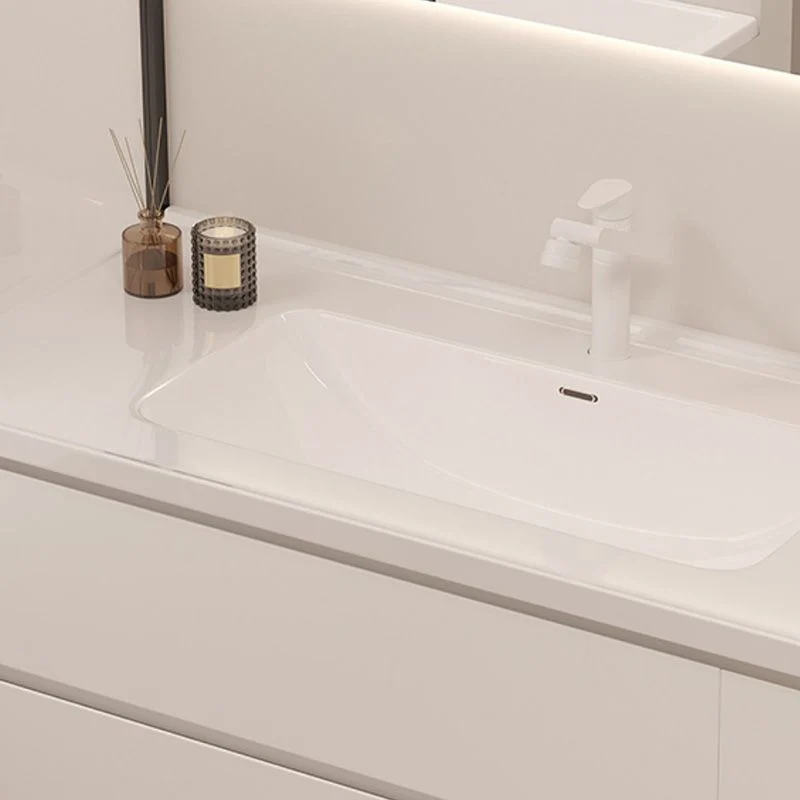 Juego de tocador con cajones, tocador de baño rectangular de madera blanca con lavabo individual, montaje en pared, con es...