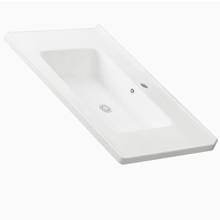 Juego de tocador independiente con cajón blanco, grifo de lavabo de cerámica, juego de tocador con espejo Clearhalo