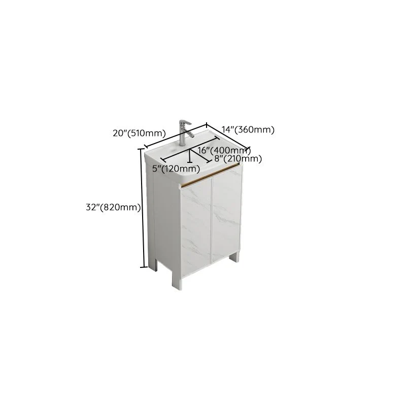Juego de tocador independiente, grifo de cajón blanco, lavabo de cerámica, juego de tocador con espejo Clearhalo