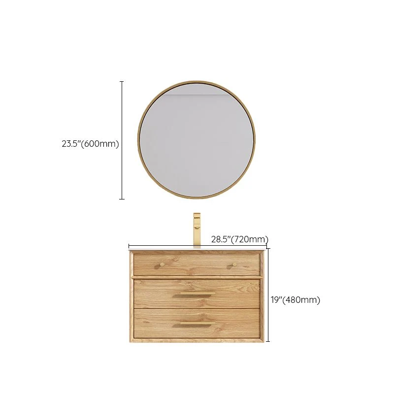 Juego de tocador independiente de madera, cajones rectangulares, lavabo individual, tocador de baño con espejo Clearhalo