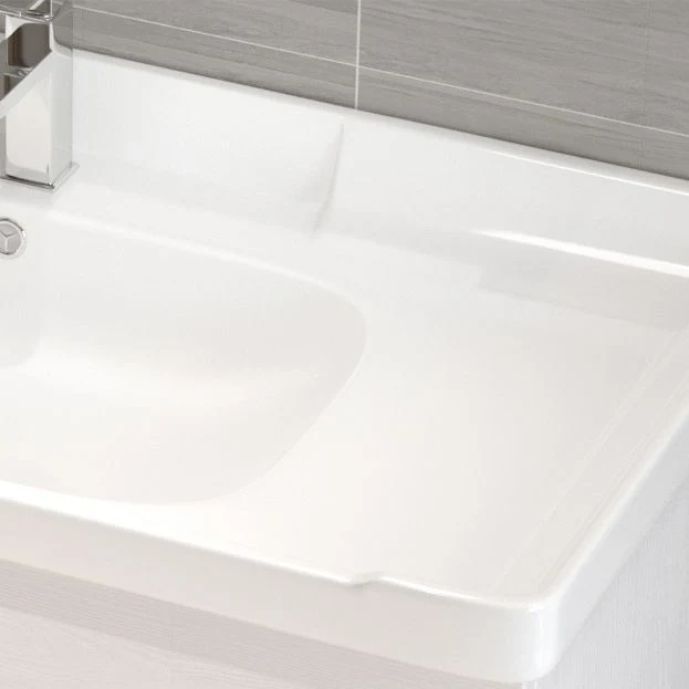 Juego de tocador independiente rectangular blanco moderno con tocador de baño individual de cerámica Clearhalo