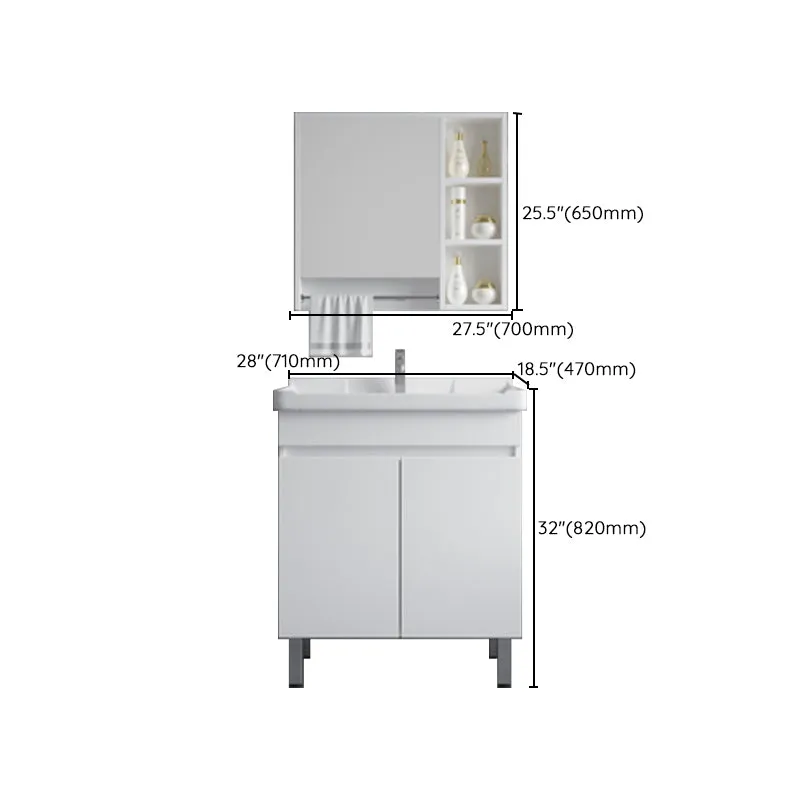 Juego de tocador independiente rectangular blanco moderno con tocador de baño individual de cerámica Clearhalo