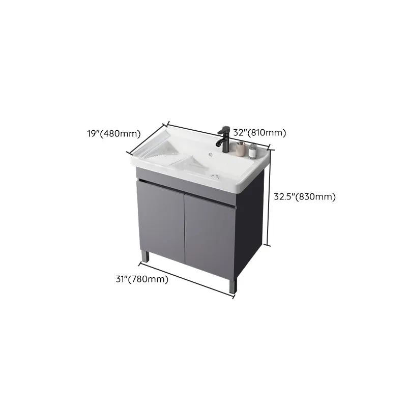 Juego de tocador independiente de un solo lavabo con lavabo rectangular de cerámica moderno Clearhalo