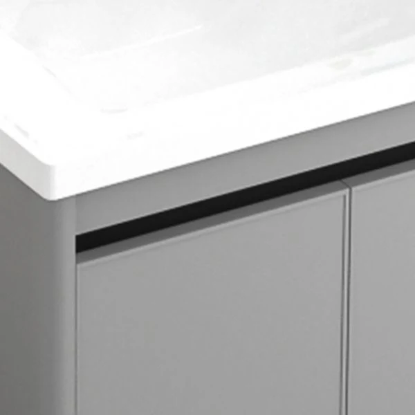 Juego de tocador individual rectangular con base de metal moderno para baño con montaje en pared Clearhalo