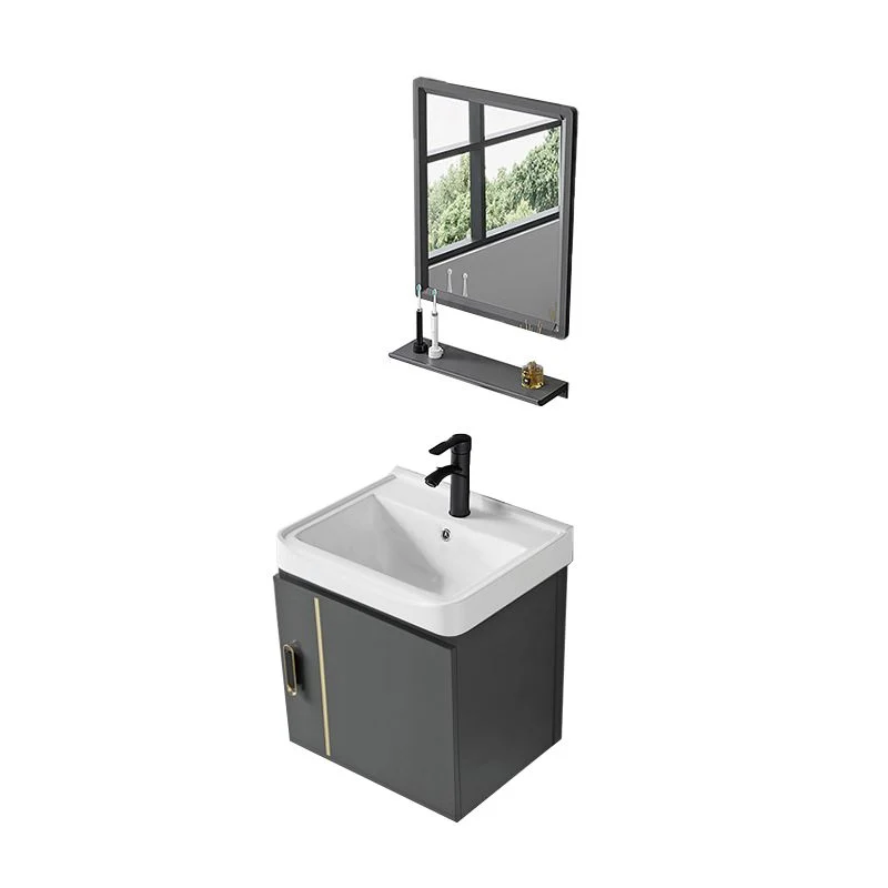 Juego de tocador de metal gris con lavabo moderno y puertas para baño Clearhalo
