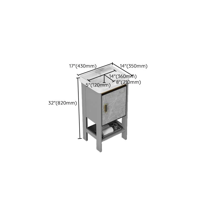 Juego de tocador moderno independiente, grifo de cajón, lavabo de cerámica con espejo Clearhalo