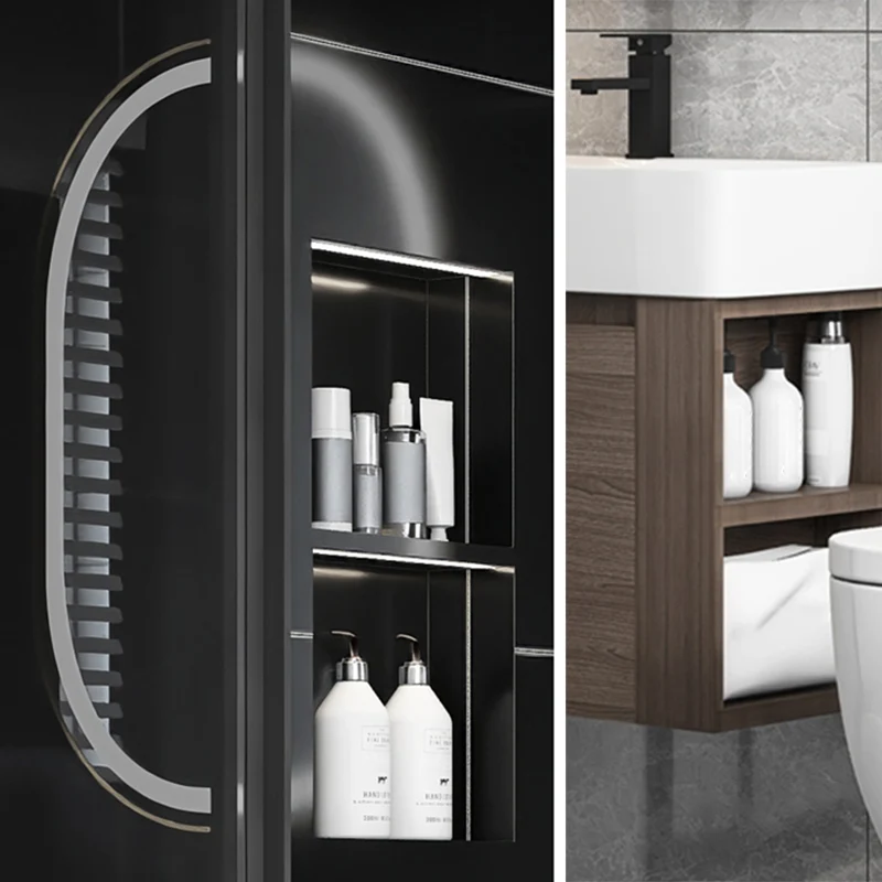 Juego de tocador moderno de madera marrón con montaje en pared y lavabo individual Clearhalo