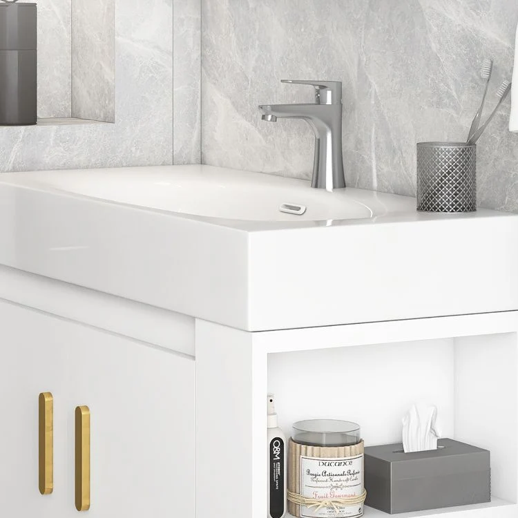 Juego de tocador de montaje en pared ovalado con lavabo individual de cerámica blanca Glam Clearhalo