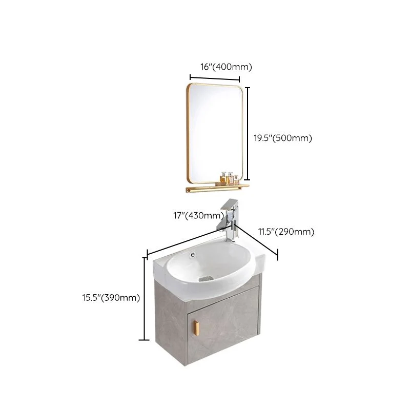 Juego de tocador de montaje en pared simple de cerámica con lavabo rectangular Glam Clearhalo
