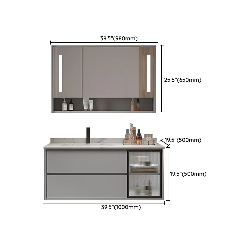 Juego de tocador para baño, cajones, estante de almacenamiento, lavabo de cerámica, juego de tocador Clearhalo