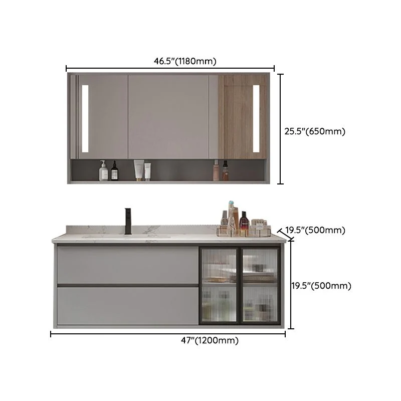 Juego de tocador para baño, cajones, estante de almacenamiento, lavabo de cerámica, juego de tocador Clearhalo