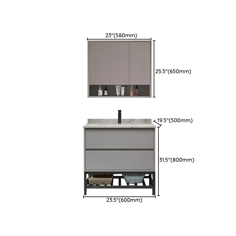 Juego de tocador para baño, cajones, estante de almacenamiento, lavabo de cerámica, juego de tocador Clearhalo