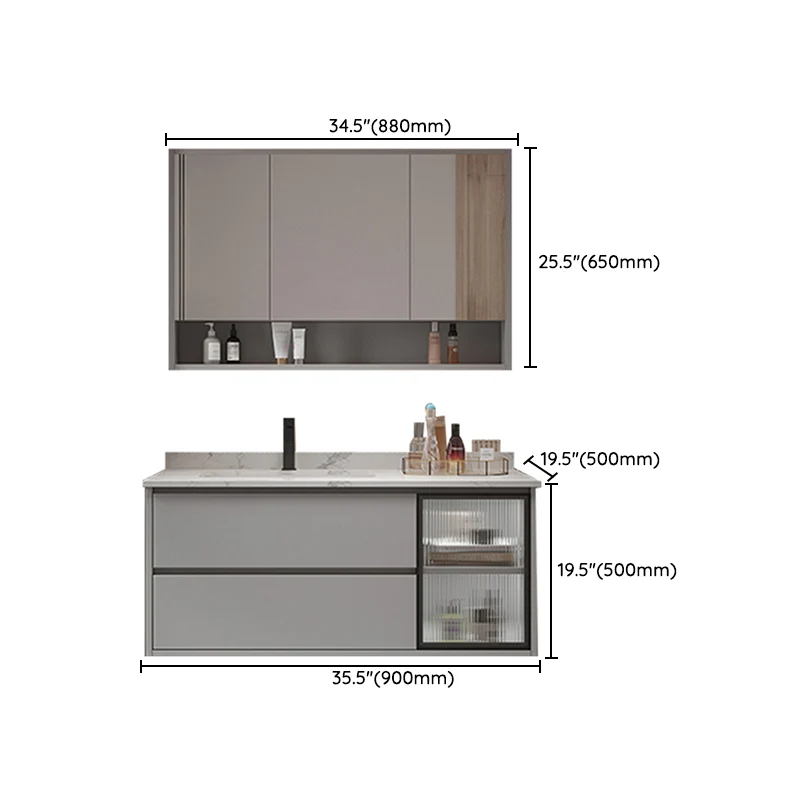 Juego de tocador para baño, cajones, estante de almacenamiento, lavabo de cerámica, juego de tocador Clearhalo