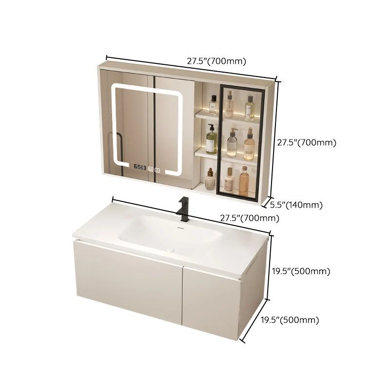 Juego de tocador de pared blanco de madera moderno con espejo para baño Clearhalo
