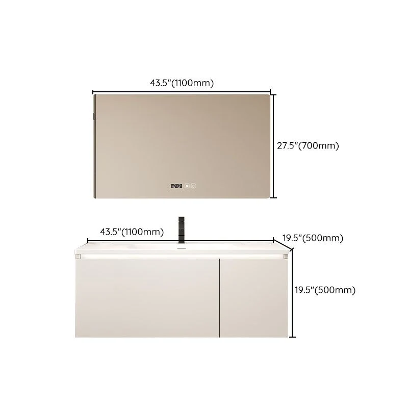 Juego de tocador de pared blanco de madera moderno con espejo para baño Clearhalo