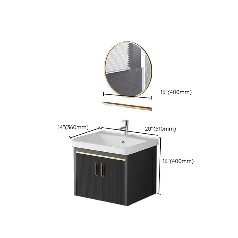 Juego de tocador rectangular de cerámica negra oscura con lavabo individual Glam Clearhalo