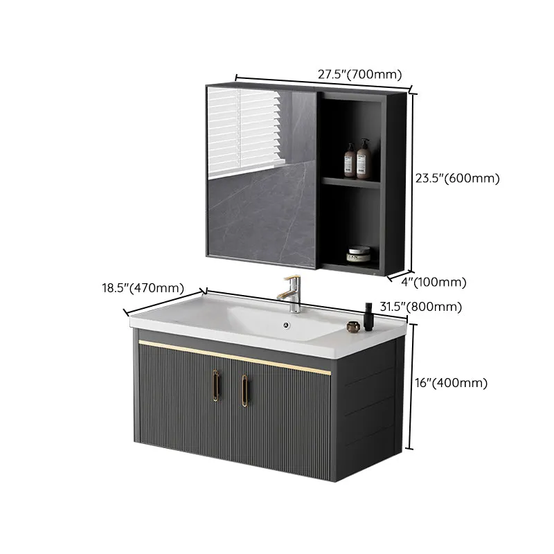 Juego de tocador rectangular de cerámica negra oscura con lavabo individual Glam Clearhalo