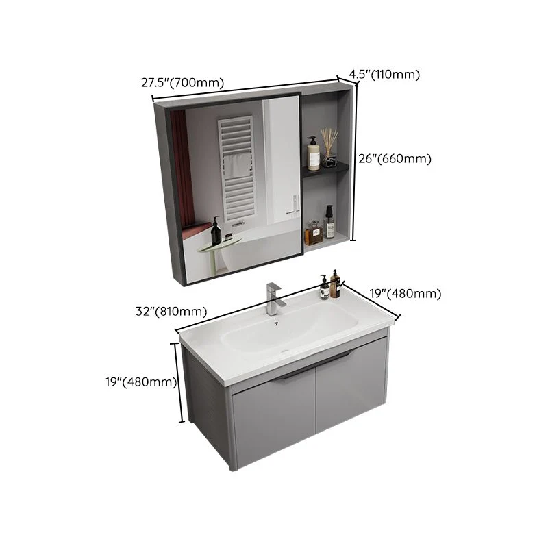 Juego de tocador rectangular con base de metal moderno para baño con lavabo individual Clearhalo