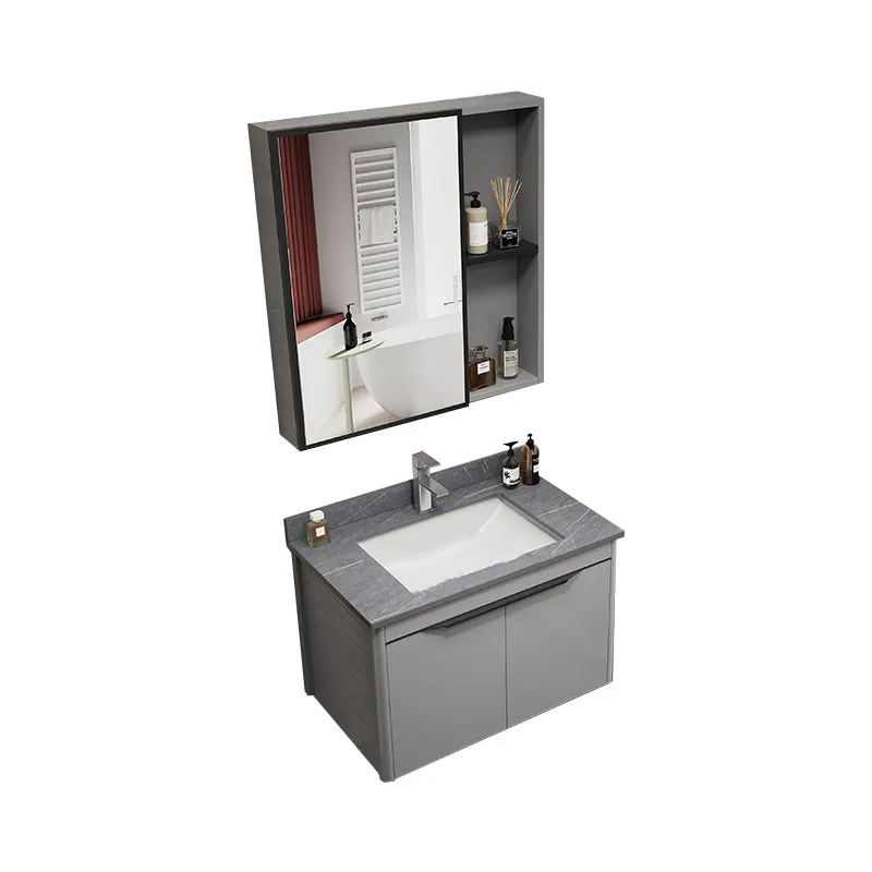 Juego de tocador rectangular con base de metal moderno para baño con lavabo individual Clearhalo