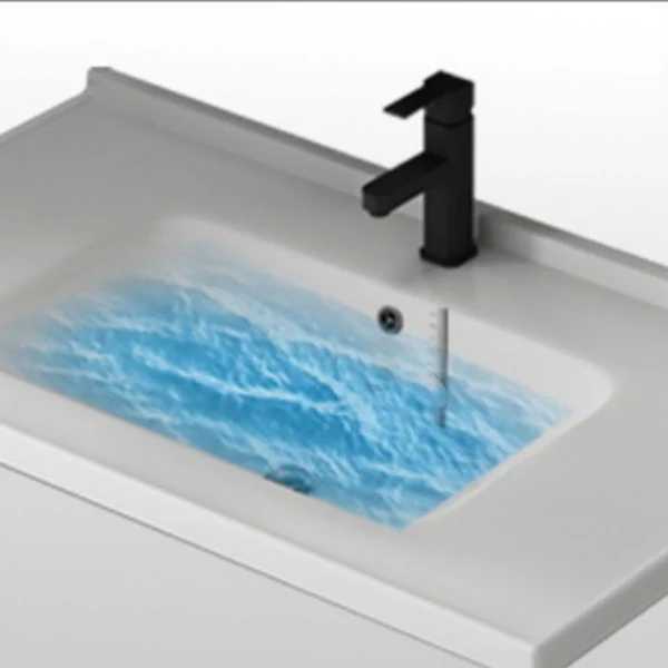 Juego de tocador rectangular con lavabo individual y montaje en pared con tocador de baño moderno con base metálica Clearhalo