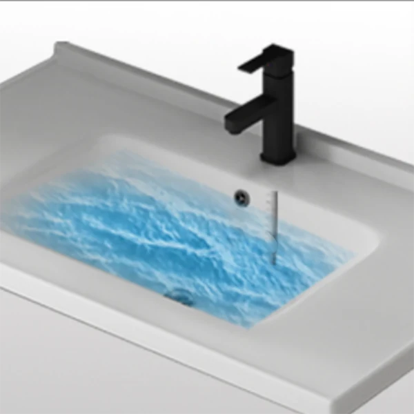 Juego de tocador rectangular con lavabo individual y montaje en pared con tocador de baño moderno con base metálica Clearhalo