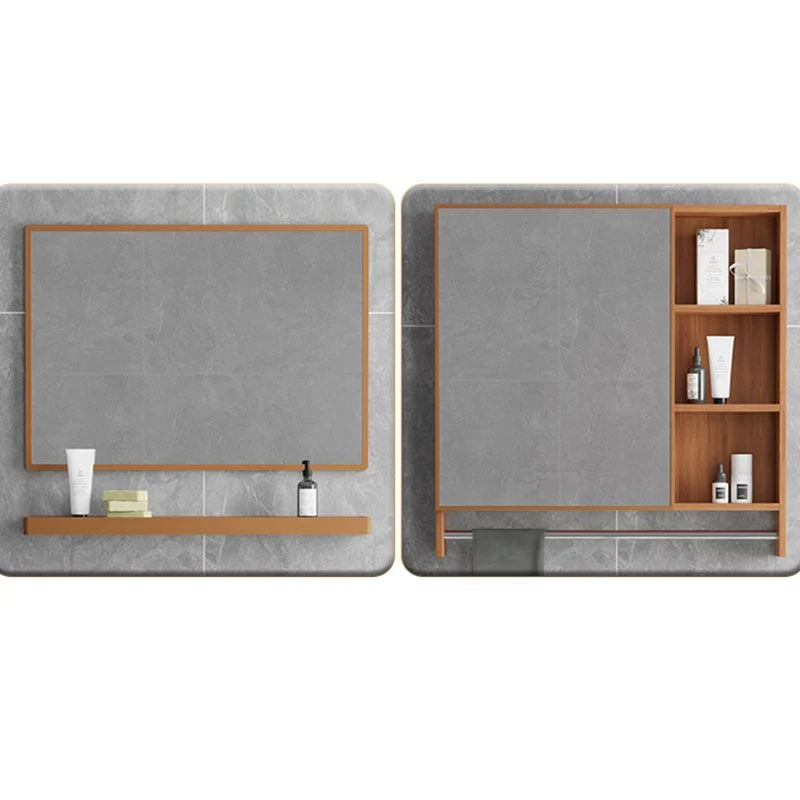 Juego de tocador rectangular con marco de metal, espejo independiente, 2 puertas, lavabo individual, tocador de baño Clear...