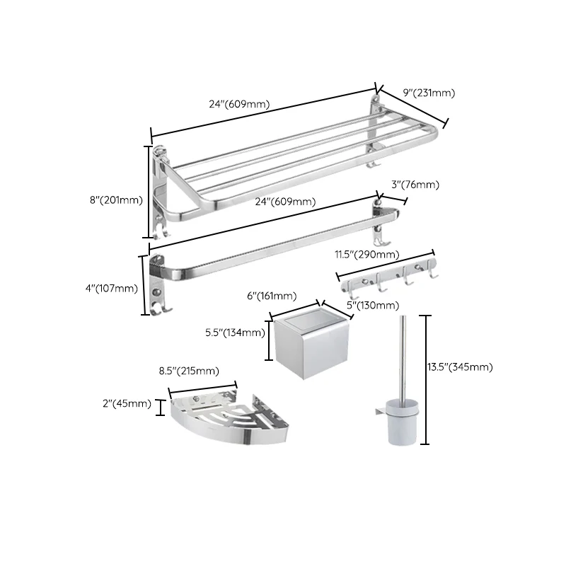 Kit de accesorios de baño de acero inoxidable moderno, barra de toalla, soporte de papel, juego de accesorios para baño Cl...