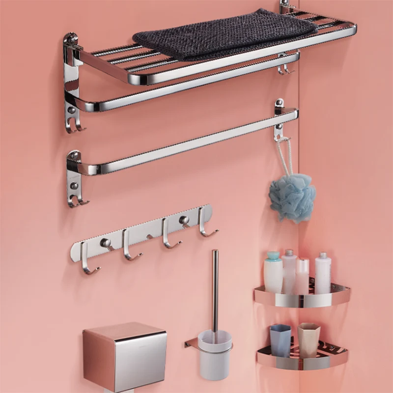 Kit de accesorios de baño de acero inoxidable moderno, barra de toalla, soporte de papel, juego de accesorios para baño Cl...
