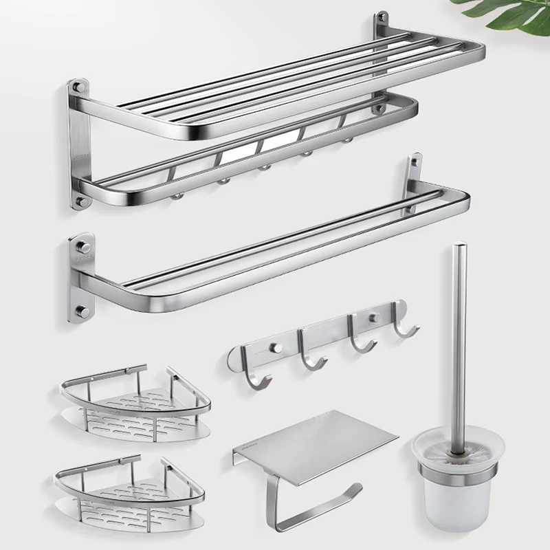 Kit de accesorios de baño con montaje adhesivo de metal, herrajes para baño de 6 piezas Clearhalo