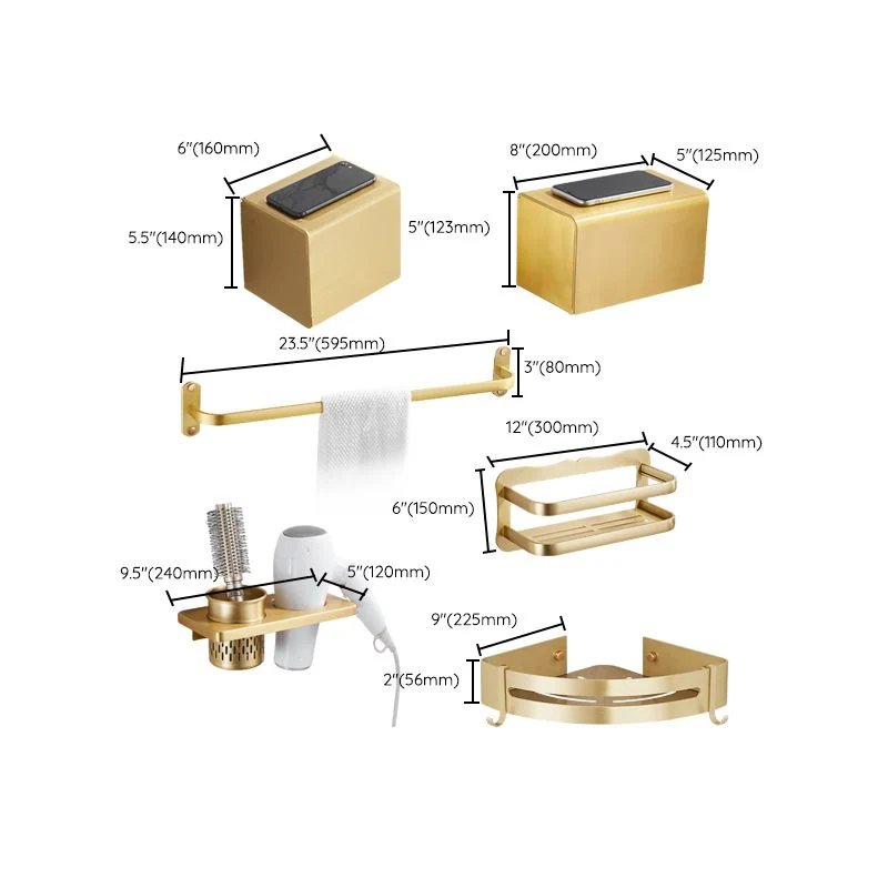 Kit de accesorios de baño dorado moderno, toallero, estante de baño, juego de accesorios para baño Clearhalo