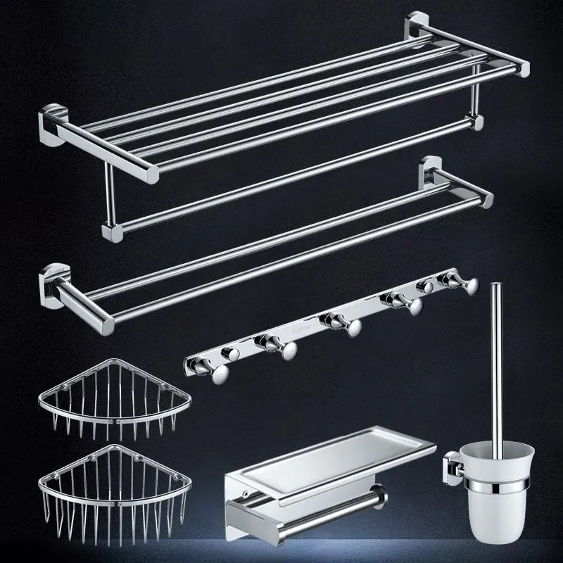 Kit de accesorios de baño moderno, accesorios de baño plateados, juego de herrajes Clearhalo