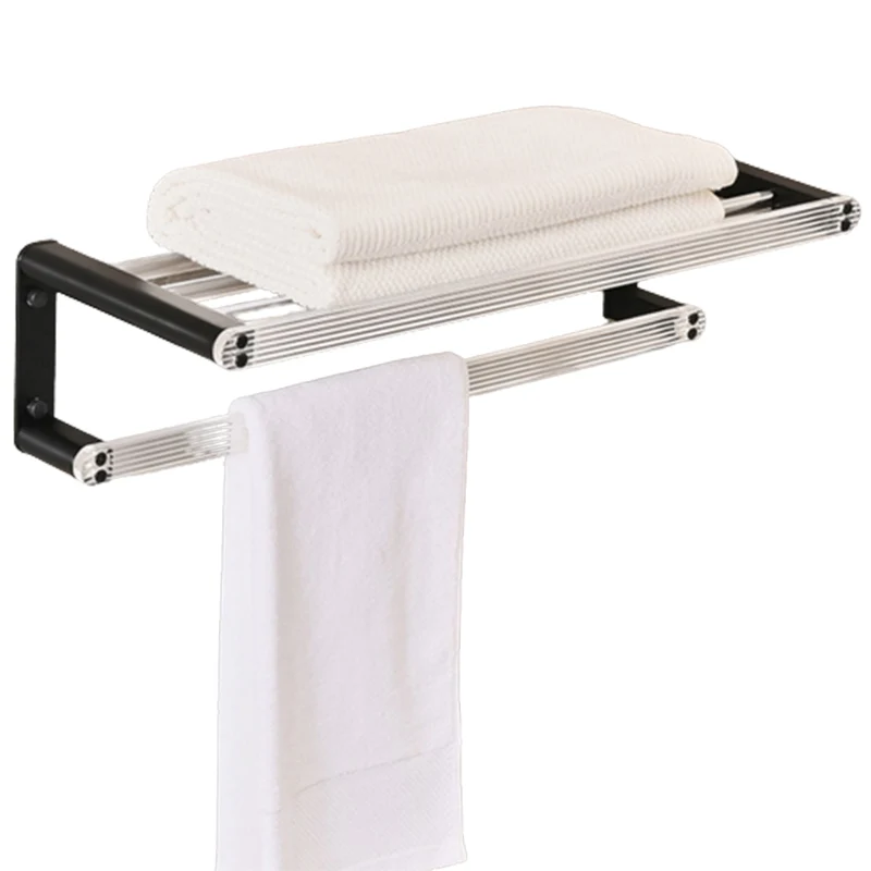 Kit de accesorios de baño moderno, barra de toalla negra, estante de baño, juego de accesorios de baño Clearhalo